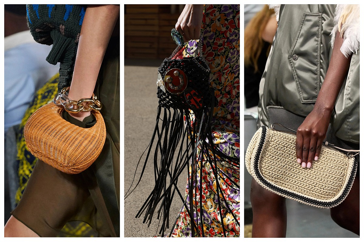 Плетёные и вязаные крючком сумки от Sacai, Stella McCartney, JW Anderson. Фото: kendam.com