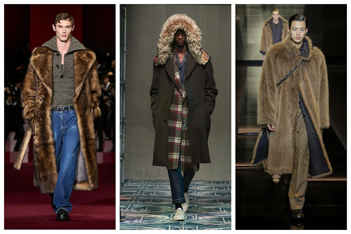 Мех в коллекциях Dolce&Gabbana, Prada, Emporio Armani. Сезон: FW 2025 Menswear. Фото: WWD