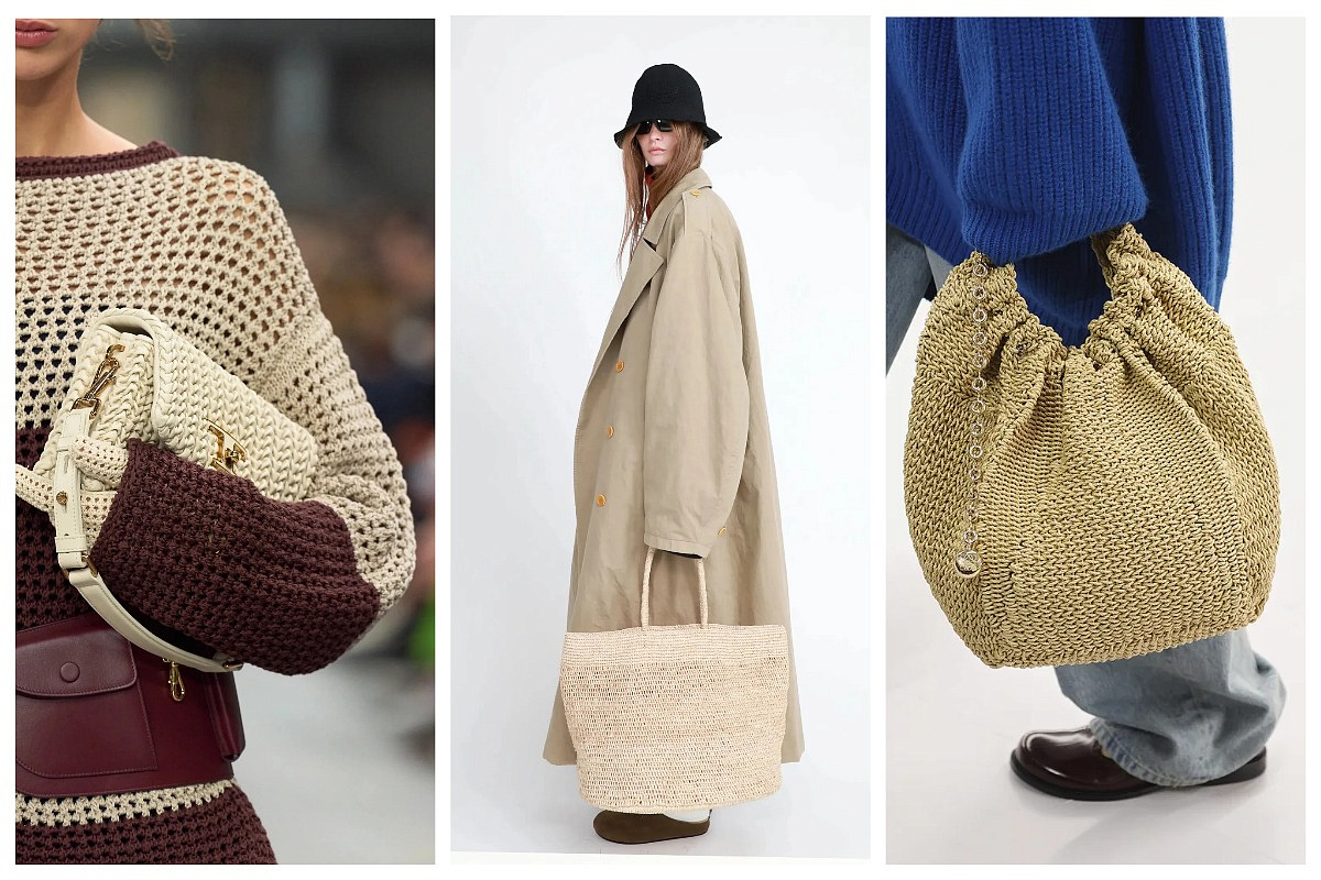 Вязаные и плетёные сумки от Tod's, The Row, Loewe. Фото: kendam.com