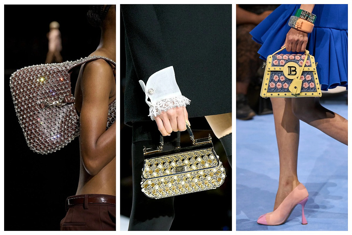 Драгоценные минодьеры и сумки со стразами от Gucci, Dolce&Gabbana, Balmain. Фото: kendam.com